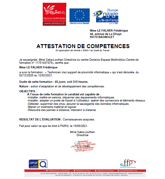 Formation de Technicien Support Informatique